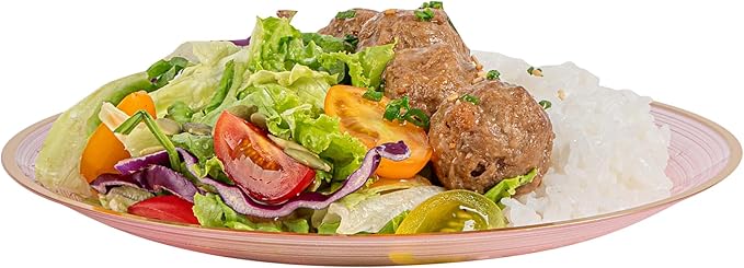 Restaurantware Plastic Plates 100 Pcs 7.25" Gold Rimmed Disposable Plates Heavy-Duty Pink Translucent Rippled Plastic Dinner Servers for Party, Weddings, Salads, Desserts, and Appetizers