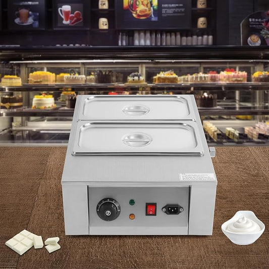 Chocolate Tempering Machine 77-185°F Commercial Chocolate Melting Pot 17.64 lbs Stainless Steel Food Warmer Chocolate Fondue with Lid for Restaurant Home Party (2 Pots)