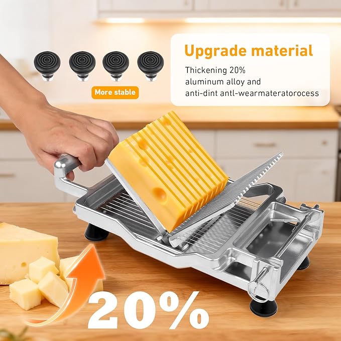 Commercial Cheese Slicer With Wire 6mm Cheese Cutter Butter Cutting Board Machine Aluminum Alloy Commercial Cheese Slicer with 316 Stainless Steel Wire Kitchen Cooking Baking Tool