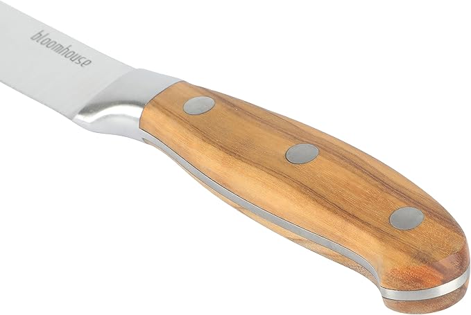 Bloomhouse 5 Inch German Steel Utility/Boning Knife W/Italian Olive Wood Forged Handle