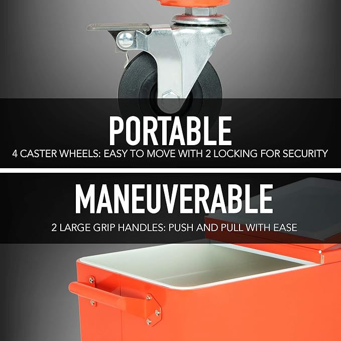 Permasteel 80 Quart Party Cooler, Rolling Ice Chest with Wheels and Handles for Indoor Outdoor Patio