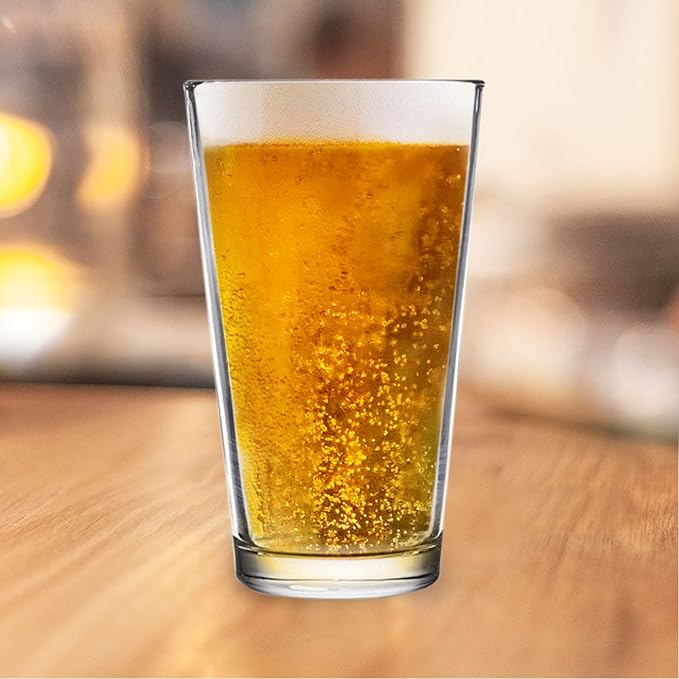 DU VINO Classic Nucleated Pint Glass Set for Better Head Retention, Aroma and Flavor- 16 oz Ultimate Pint Glass for Beer Drinking- Beer Glasses For Men- Cool Beer Glass USA Made- 4 Pack