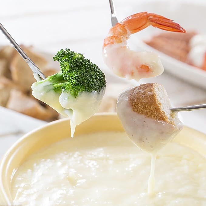 6 PCS Stainless Steel Fondue Forks, 9.5 Inch Color-Coded Cheese Fondue Forks Smores Sticks with Heat Resistant Handle for Chocolate Fountain Cheese Fondue Roast Marshmallows Desserts Fruits