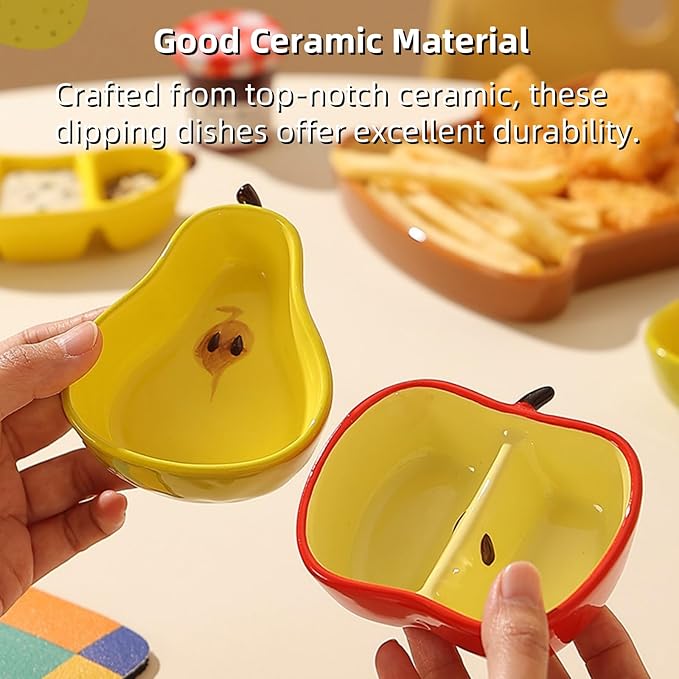 Ceramic Fruit-shaped Dipping Dishes Set Soy Sauce Dishes, 3 oz Ceramic Dipping Bowls, Sauce Cups, Dinnerware and Accessories, Housewarming Gifts, Ketchup, BBQ, Party, Charcuterie Accessories(BANANA)