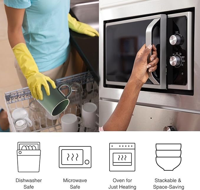 Odense Ceramic Mugs Set of 4 - Coffee Mug - Modern & Minimal Design, Wide Mouth & Stackable, Hot Drinks - Microwave & Dishwasher Safe - 11.8oz (Multi Color)