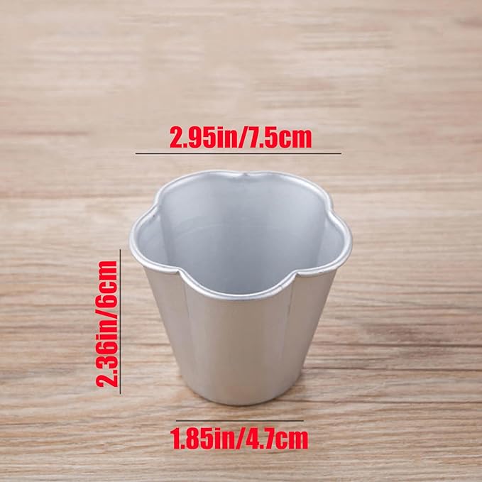Mantouxixi 6 Packs Pudding Tin Cup, Aluminium Popover Pan Baking Maker, Individual Muffin Chocolate Molten Brownie Tumbler Raspberry Souffle Cupcake Molds - 3"x 2.4"