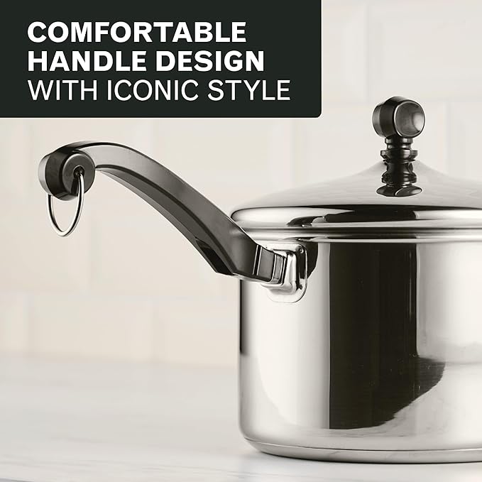 Farberware Classic Series Stainless Steel Pots and Pans with Baking Sheet Pan, Cooking Tools, and Lids, Induction Ready, Dishwasher Safe, 10 Piece Cookware Set, Metal Utensil Safe - Stainless Steel