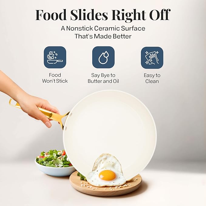 Gotham Steel Hammered 20Pcs Ceramic Cookware Set, Induction Pots and Pans Set Non Stick with Deep Fry Pan, Steamer, & Bakeware, Non Toxic PFOA PFOS Free, Oven & Dishwasher Safe