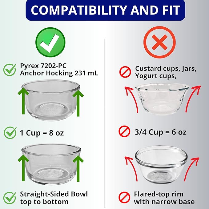 1, 2, 4 & 7 Cup Blue Replacement Lids/Covers for Pyrex, Anchor Hocking & KlareWare Storage Bowls *Lids Only Glass Container Not Included* (12 Pack *Three of Each Size*)