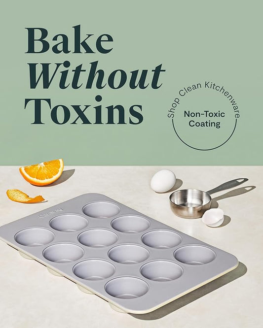 Caraway Non-Stick Ceramic 12-Cup Muffin Pan Duo - Naturally Slick Ceramic Coating - Non-Toxic, PTFE & PFOA Free - Perfect for Cupcakes, Muffins, and More - Marigold