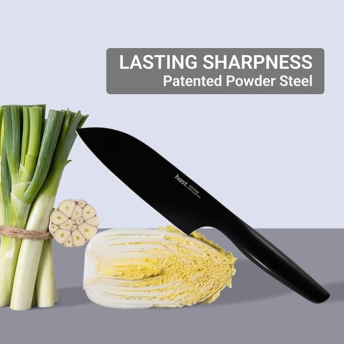 HAST 6-Inch Santoku Knife - Ultra-Sharp Japanese Chef Knife, Advanced Powder Steel, Lightweight, Ergonomic Handle, Sleek Minimalist Design, Red Dot Award Winner (Matte Silver)