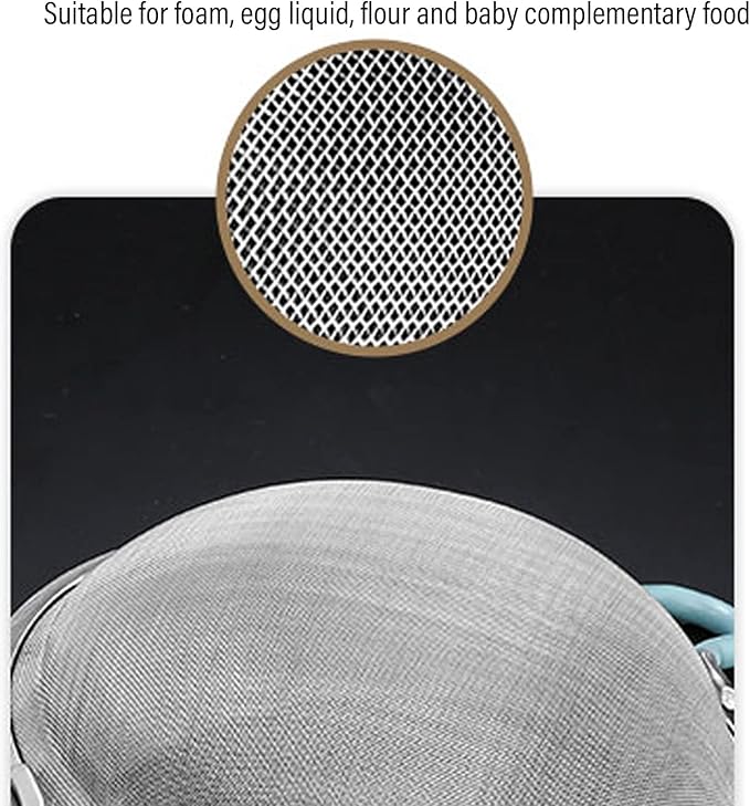 60 Mesh Fine Colander, Strainer Stainless Steel Handheld Flour Colander with Long Handle, Handheld Flour Sifter for Kitchen(20cm)