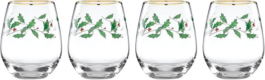 Holiday 4-Piece Stemless Wine Glasses