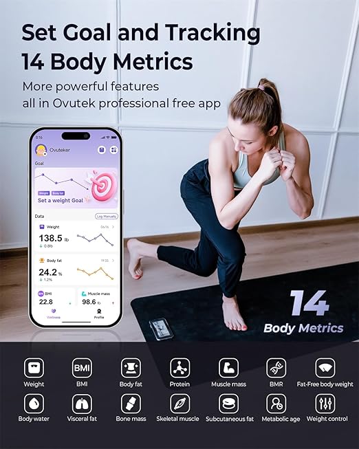 Professional Smart Scale for Body Weight, BMI, Body Fat, Muscle Mass, Highly Accurate Body Composition Weighing Machine, Bathroom Digital Scale Large Display Sync with Fitness App, 450lb