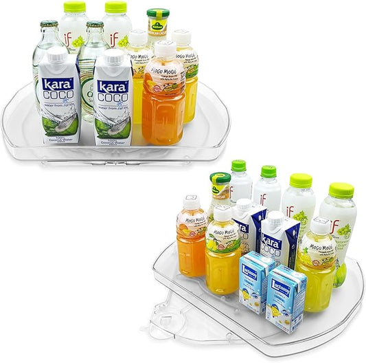 360° Rotating Lazy Susan Turntable - Multifunctional Rectangular Organizer for Refrigerator, Cabinet, Pantry, and Kitchen Countertop (15.2" x 11.4", 2 Pack)