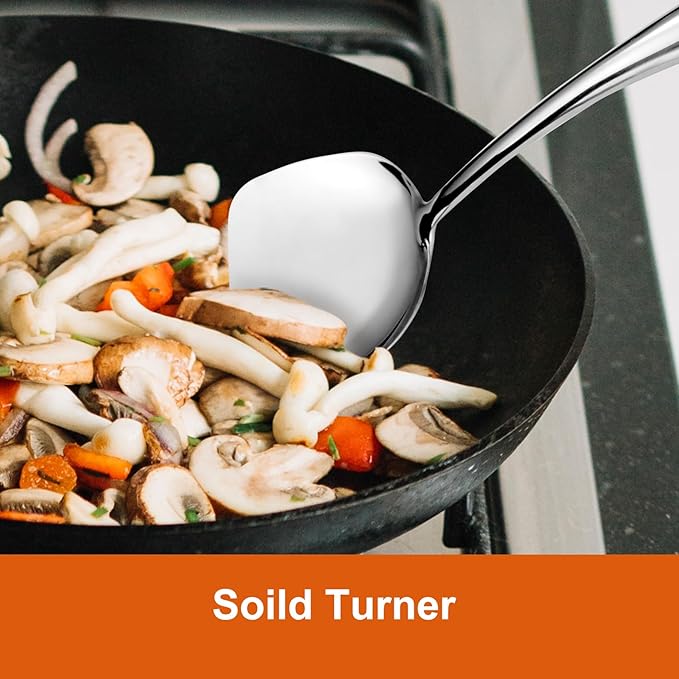 304 Stainless Steel Spatula Set, 2pcs Heavy Duty Metal Kitchen Utensils Set for Cooking,Wok Kitchen Tools Set Come with Slotted Turner & Spatula