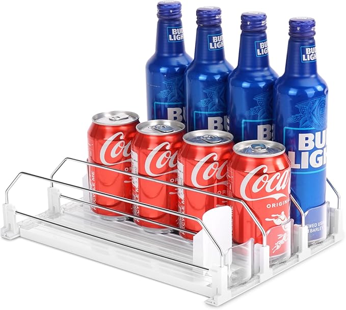 Automatic Soda Can Organizer for Refrigerator Can Dispenser for Beer Soda Seltzer Drink Pop Can Holder Self-Pushing Drink Organizer for Fridge Storage 12 cans of 11.15oz 12oz 16oz 16.9oz