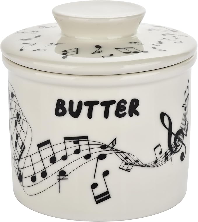 Cat Butter Crock - French Style Ceramic Butter Keeper and Butter Dish with Lid, Black and White Kitten Butter Holder for Countertop Storage, Airtight Container for Soft, Spreadable Butter