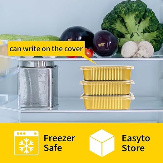 40 Pack 1.5 LB 7.2"×5"×1.8" Aluminum Pans with Lids Heavy Duty, 24 Ounce Disposable Tin Foil Food Containers with Lids for Baking, Meal Prep, Freezer, Heating and Takeout