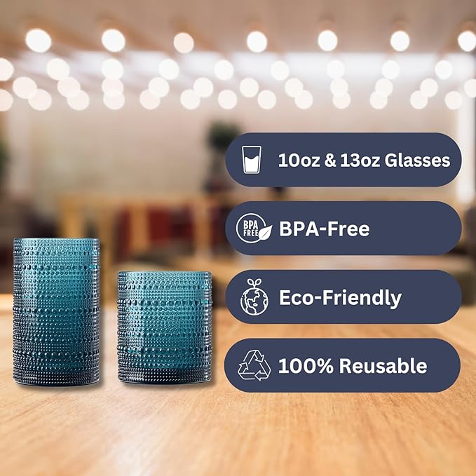 Khen Plastic Hobnail Drinking Glasses Set of 12 Neutral Tones Cups 6x 10oz Lowball & 6x 1oz Highball Acrylic Beaded Design, BPA-Free, Dishwasher Safe Indoor/Outdoor Drinkware Water, Juice, Cocktails