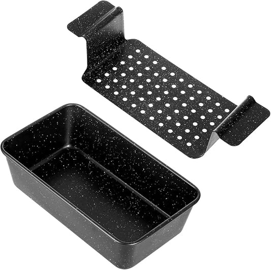 9x5 Meatloaf Pan with Drain Tray, Heavy-Gauge Carbon Steel Nonstick Loaf Pan for Baking Bread, Oven-Safe Healthy Baking Pan for Meatloaf, Banana Bread, Sandwich Bread