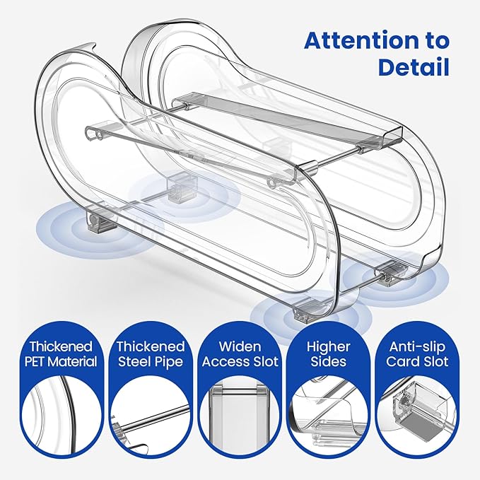 2 Pack Auto-Rolling Soda Can Organizer for Refrigerator/Fridge, Upgraded Soda Can Dispenser & Holder for Pantry Storage 10 Standard Size 12oz/ 11.2oz/ 355ml/ 330m Drink Short Cans (Clear)