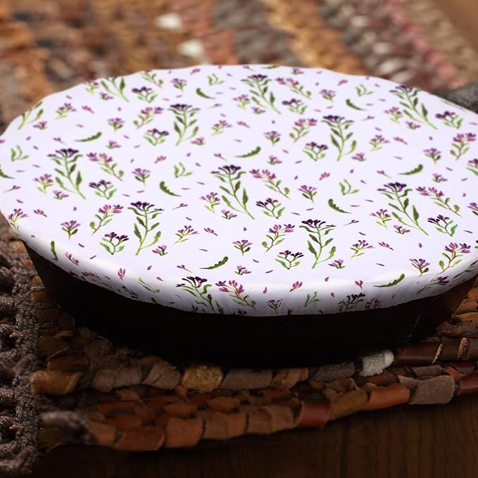 Patelai 10 Pcs Bowl Covers Reusable in 5 Size Stretch Cloth Fabric Elastic Food Storage Bowl Covers Bread Sourdough Lids for Proofing Food Fruits Leftover(Flowers Style)