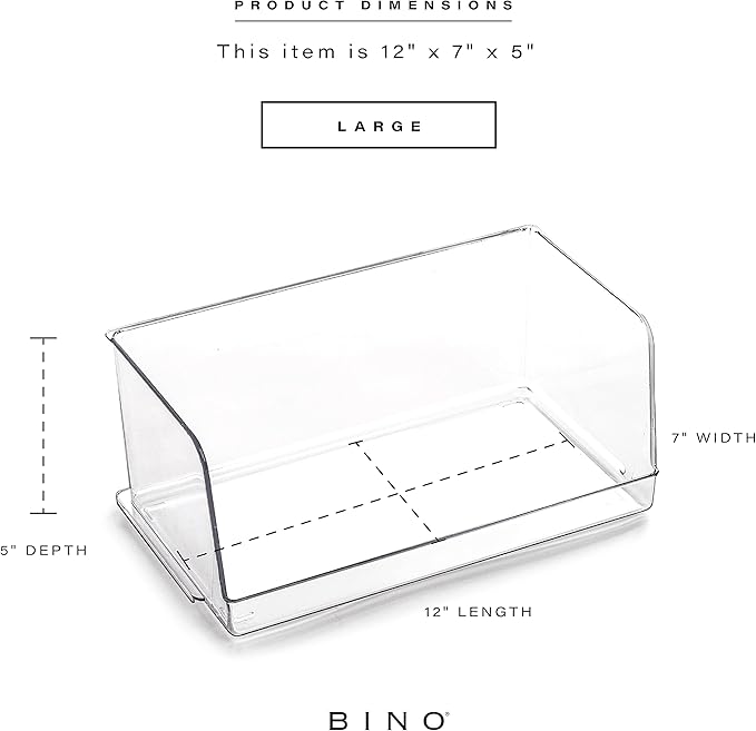 BINO | Stackable Plastic Storage Bins, Large | THE MYRIAD COLLECTION | Multipurpose Bins | Pantry Organizers And Storage | Home Organization Containers | Clear Plastic Fridge Bin | Freezer Organizer