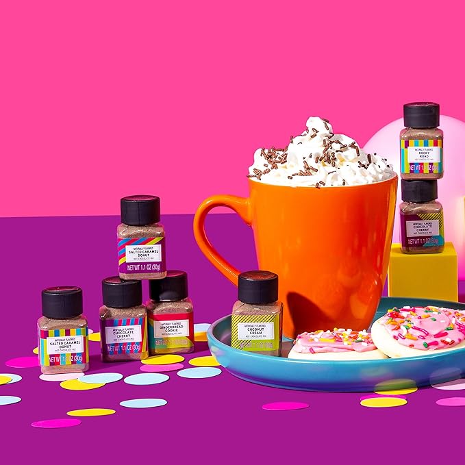 BomBombs, Hot Chocolate Mix Gift Set in Mini Bottles, Flavors Include Rocky Road, Pumpkin Pie, Chocolate Cherry, Peppermint Swirl, Salted Caramel Donut & More, Sampler Set of 16