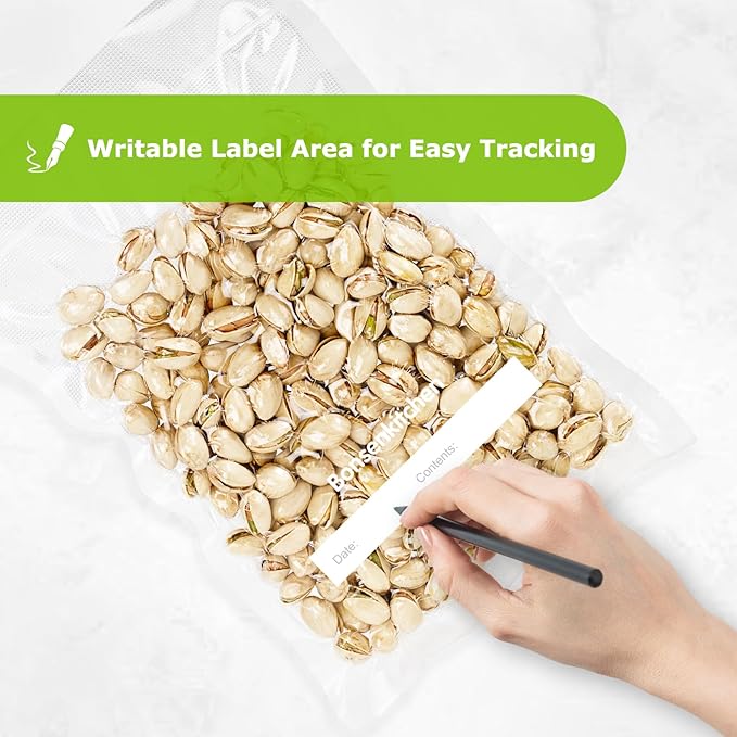 Bonsenkitchen Precut Vacuum Bags 100 Quart 8" x 12", BPA Free, Commercial Grade Textured Food Sealer Bag, Thick Embossed Bags for Storage and Sous Vide Cooking VB3205