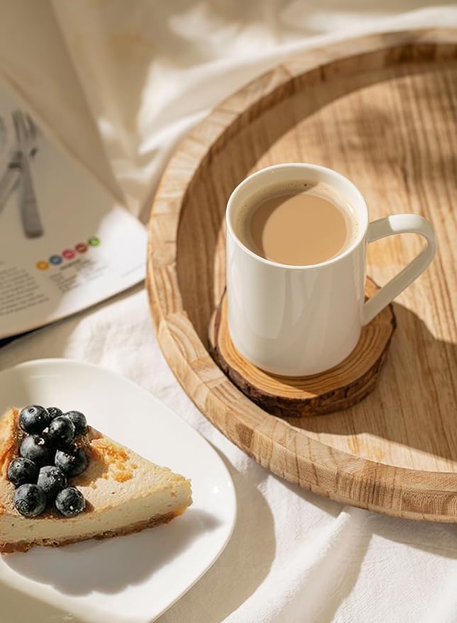 Sweese White Coffee Mug, Porcelain 11 Oz Coffee Mugs Set of 6, Ceramic Coffee Cups with Handle for Coffee, Tea, Cocoa, Cappuccino, Latte and Mulled Drinks