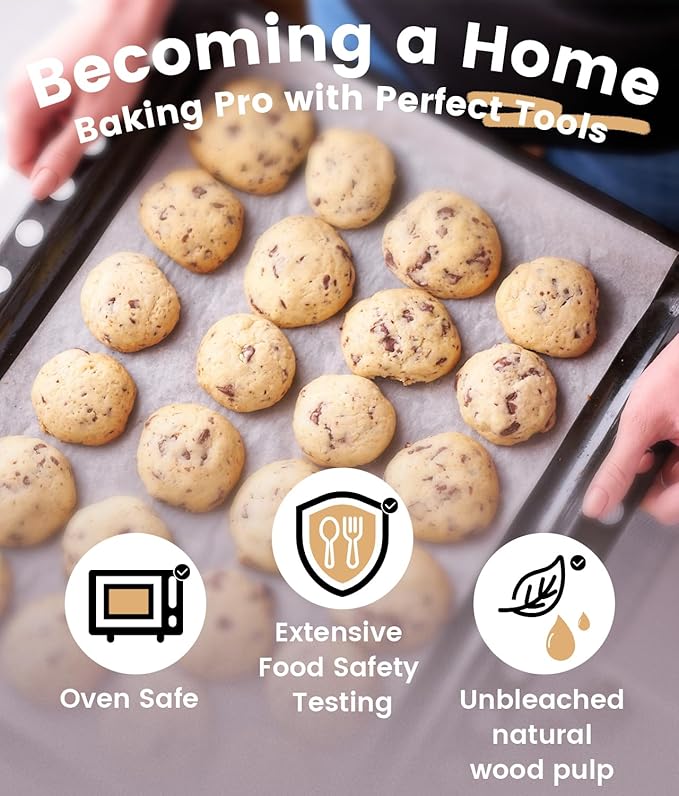 200 PCS Unbleached Parchment Paper Sheets for Baking 12x16 Inches, Non-Stick and Non-Toxic Pre-cut Parchment Sheets for Oven, Cooking, Grilling, Air Fryer and Steaming - Fit for Half Sheet Pans, White