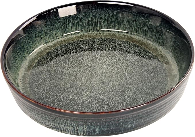 Ceramic Pie Pan Quiche Baking Dish, 10 Inch Round Au Gratin Baking Dishes, 1.9 Qt Non-Stick Tart Pan, Pie Plate for Apple, Oven, Dishwasher and Microwave Safe