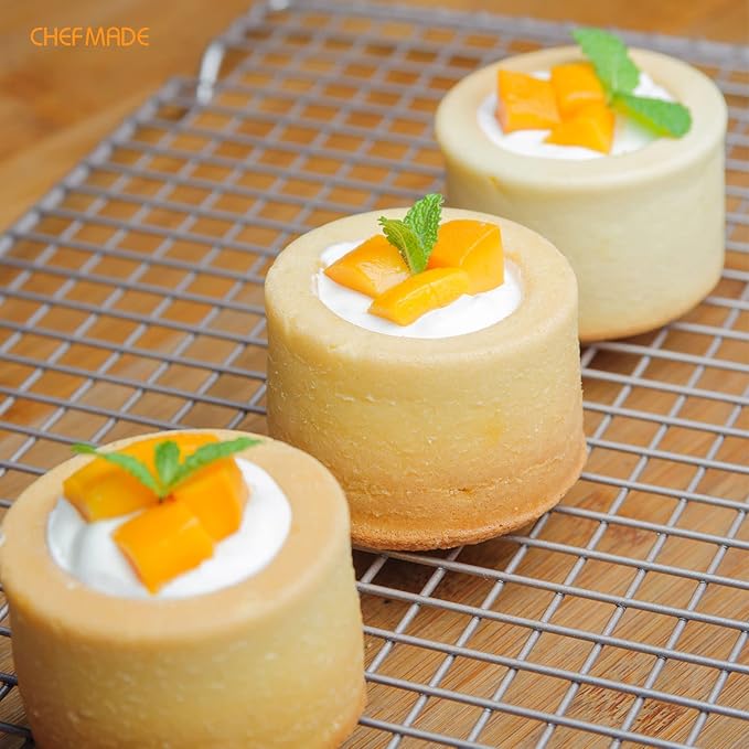 CHEFMADE Brownie Muffin Cake Pan,6-Cavity Non-Stick Bowl Pan Bakeware for Oven Baking (Champagne Gold)