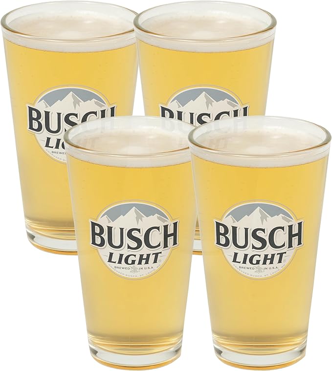 LORD'S ROCKS Busch Light Beer Glasses 16oz Pint Glass - Set of 4 Authentically Licensed Compatible