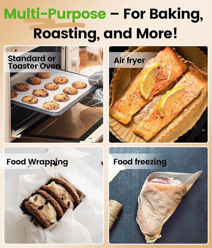 200 PCS Unbleached Parchment Paper Sheets for Baking 12x16 Inches, Non-Stick and Non-Toxic Pre-cut Parchment Sheets for Oven, Cooking, Grilling, Air Fryer and Steaming - Fit for Half Sheet Pans, White