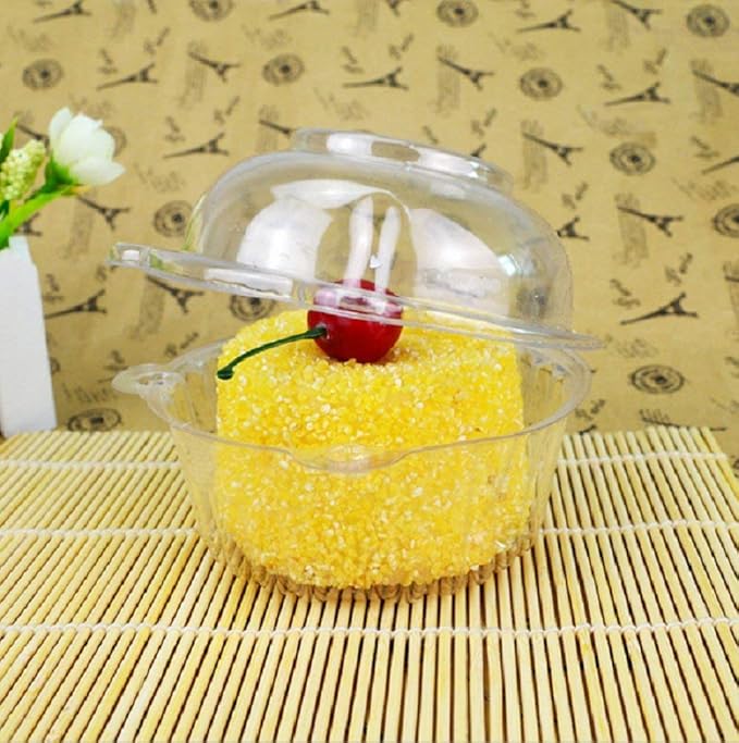 BlueSnail 50 pieces Plastic Single Individual Cupcake Muffin Dome Holders Cases Boxes Cups Pods
