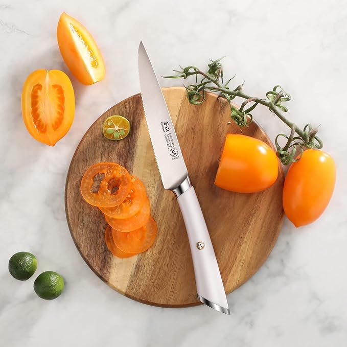 Cangshan ELBERT Series German Steel Forged 5" Serrated Utility Knife (White)