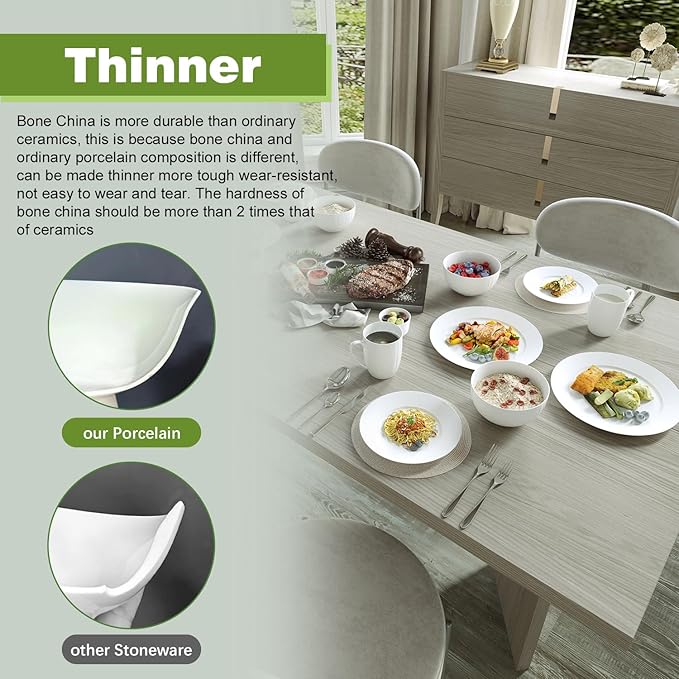 Yoshy 16-Piece White Embossed Mesh Bone China Dinnerware with Lightweight Durable Chip Resistant Design Service for 4