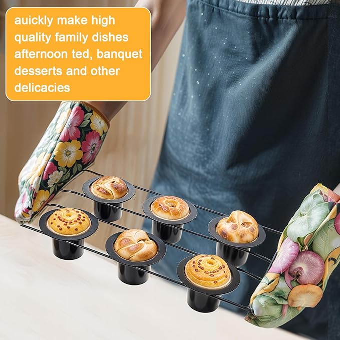 2 Pcs 12 Cups Nonstick Popover Pan Muffin Cupcake Pan Pudding Pan Bakeware for Oven Baking, Frittatas, Muffins, Quiches, Pudding Cakes