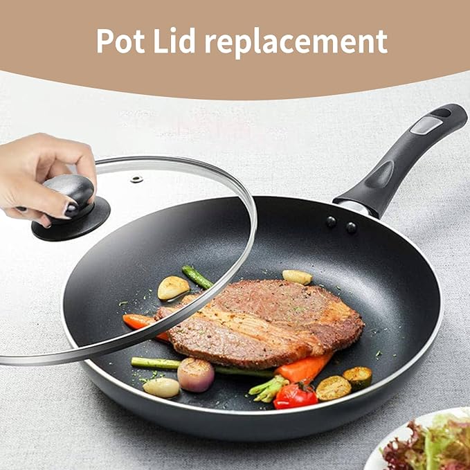 9.1 Inch Tempered Glass Lid for Instant Pot 5/6 Quart - Universal Pot Lid Replacement, Universal Pot Cover with Heat-resistant Handle, Easy to Grip, Stainless Steel Rim, Clear