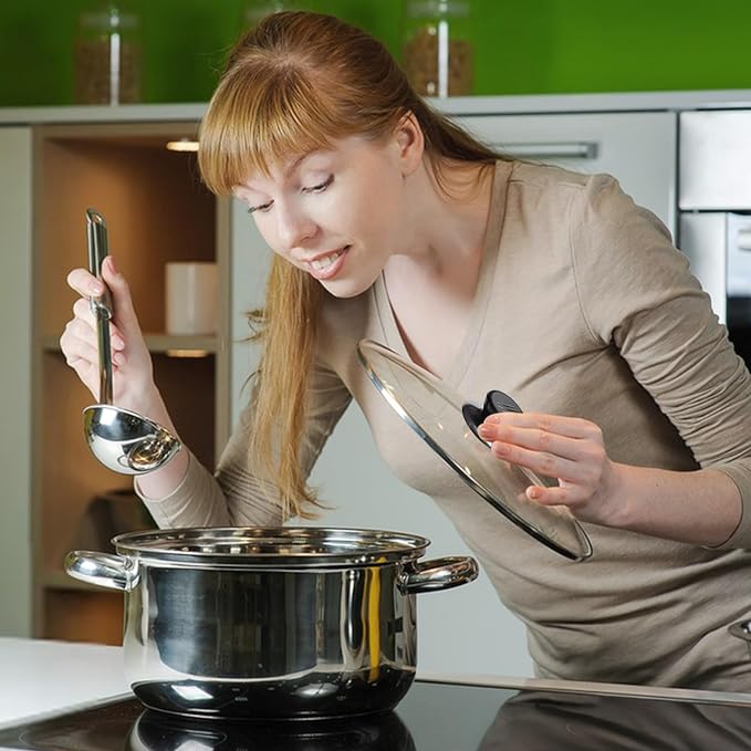 Tempered Glass Lid for Instant Pot 8-10 Quart - 10 Inch Universal Pot Cover Replacement, Clear with Heat-resistant Handle, Stainless Steel Rim, Easy to Grip (M)