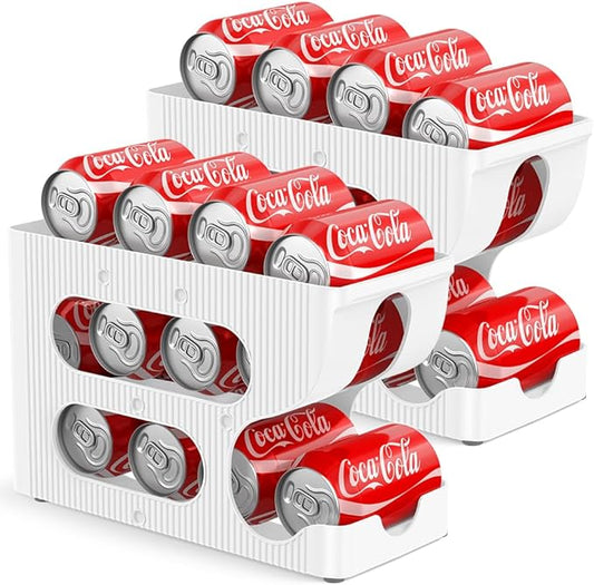 Soda Can Organizer for Pantry/Fridge, Automatic Rolling Pop Can Dispenser/Storage/Holder/Container for Refrigerator, Saving Space Drink Organizer for Fridge, 2-Pack Holds 24 Standard Cans