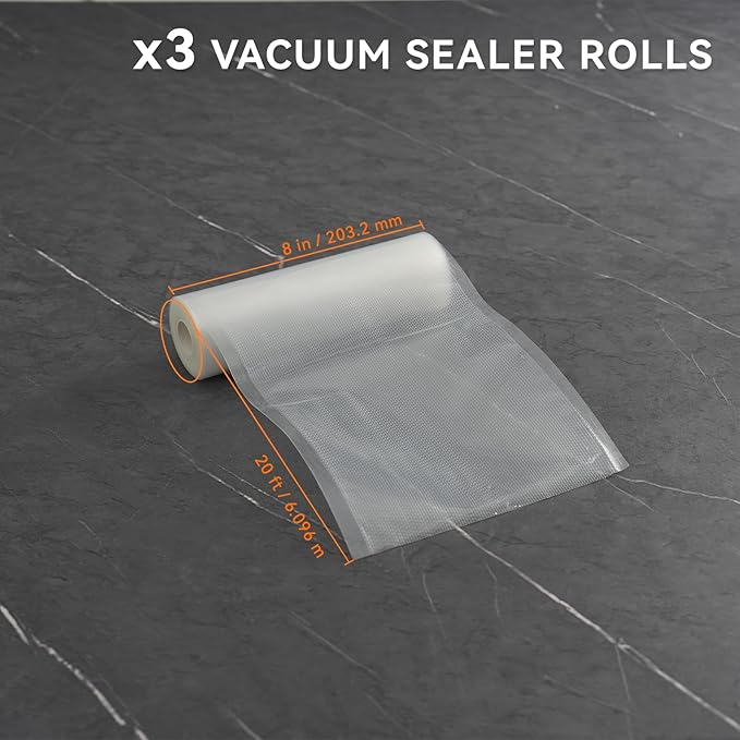 [2024 Q4] 8" x 20' Vacuum Sealer Rolls, 3 Pack-Ideal for Food Storage, Sous Vide, and Meal Prep, Keep Food Fresh and Nutrients, Wevac Lite
