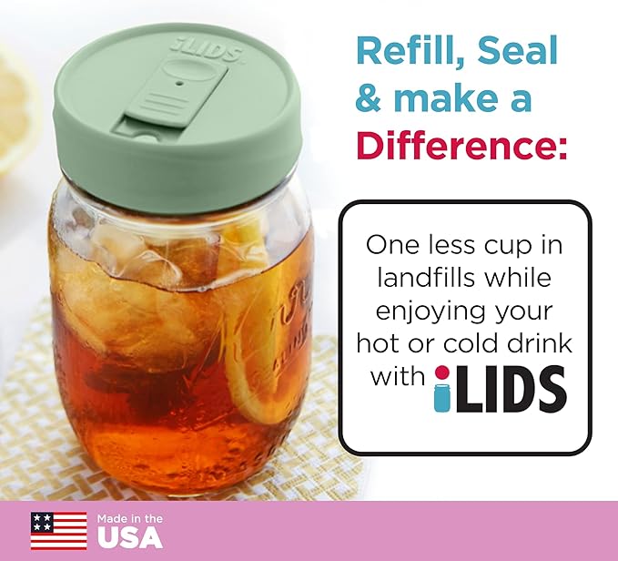 Mason Jar Drink Lid, Regular Mouth, Celery, Pack of 2