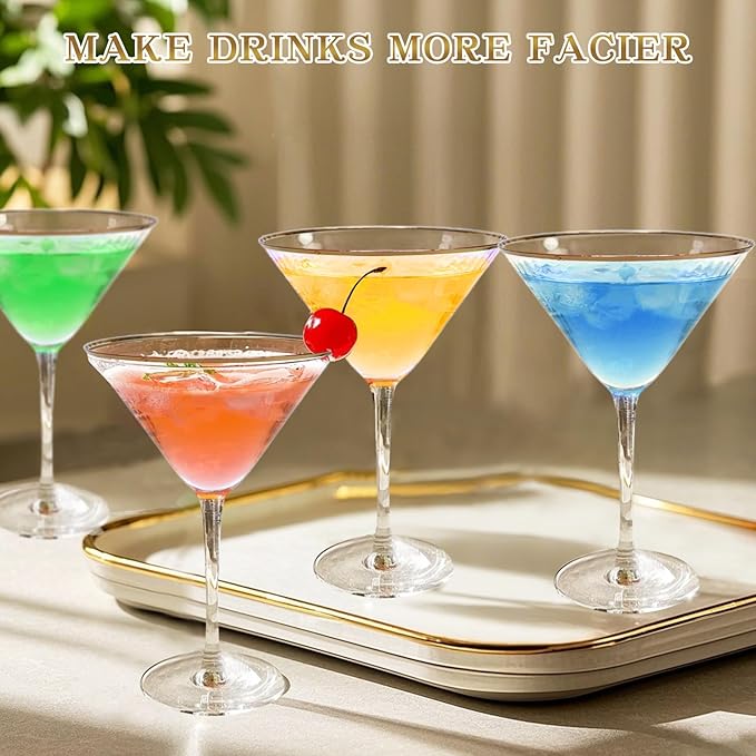 Martini Glasses Set of 4, Gold Rim Hand-Blown Crystal Cocktail Glasses, 10oz Large Martini Glasses for Espresso, Cosmopolitan, Gimlet, Elegant Barware Gift for Birthday, Housewarming, Wedding