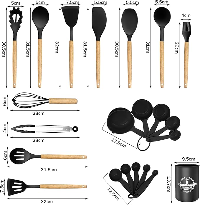22 Pcs Silicone Kitchen Cooking Utensils Set, 446°F Heat Resistant Non-Stick Silicone Spatula Sets,Spoon,Kitchen Utensil Gadgets Tools Set Kitchen Gadgets for Cookware,Dishwasher Safe BPA Free