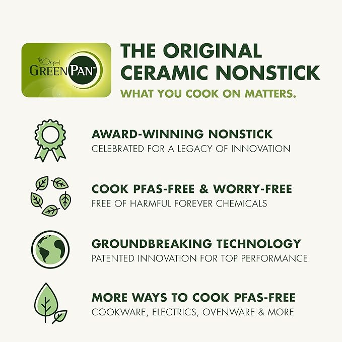GreenPan Nonstick Reserve Pro 10 Piece Cookware Set, NSF Certified Ceramic, Hard Anodized PFAS-Free Pots & Pans Set with Lids, Stainless Steel Handles, Oven & Dishwasher Safe, Cream White