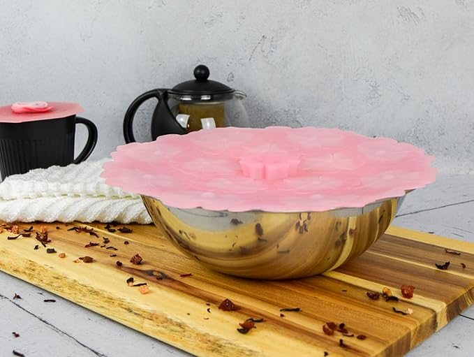 Charles Viancin Silicone Lids - Geranium Silicone Bowl Covers/Airtight Pan Lid (9 Inch Light Pink)
