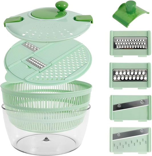 Salad Wash Spinner Bowl, 4000 ml Large Capacity, Vegetable Spinner and Dryer with 3 Blade Lettuce Dehydrator for Herb Berry Lettuce(1,green)